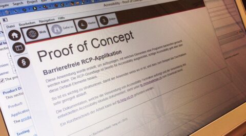 Abfotografierter Computerbildschirm mit geöffneter RCP-Applikation