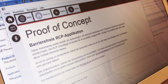 Abfotografierter Computerbildschirm mit geöffneter RCP-Applikation