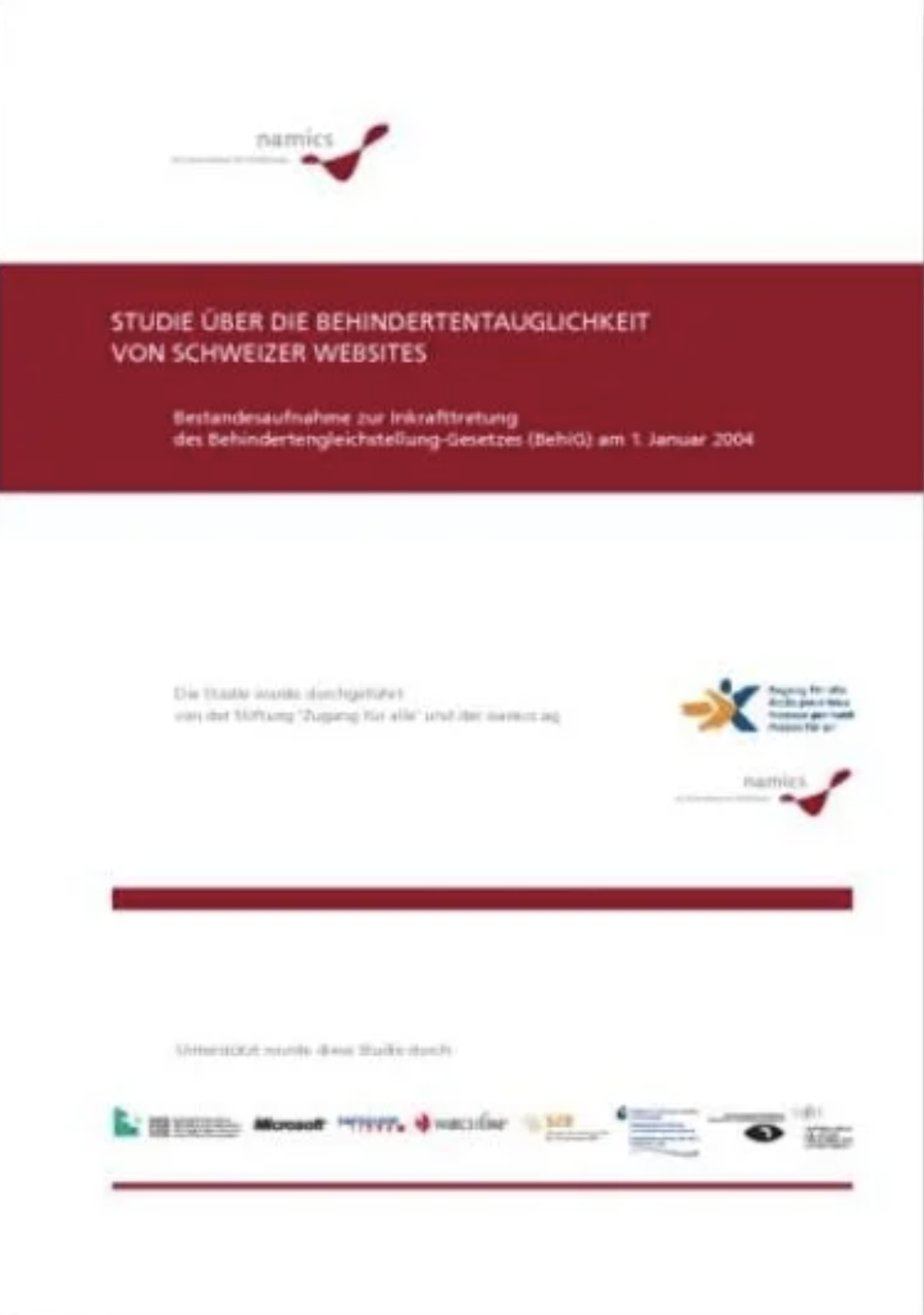 Titelbild Studie über die Behindertentauglichkeit von Websites 2004