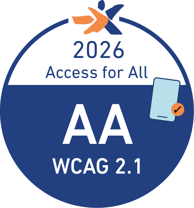 Access for All 2026 WCAG 2.1 AA, Mobile App Zertifikatslabel
