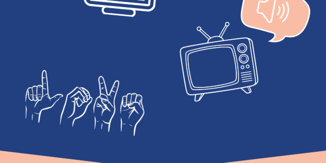 Text: Teil 1 von 3, Grafik von Untertiteln, Audiodeskription und Gebärdensprache